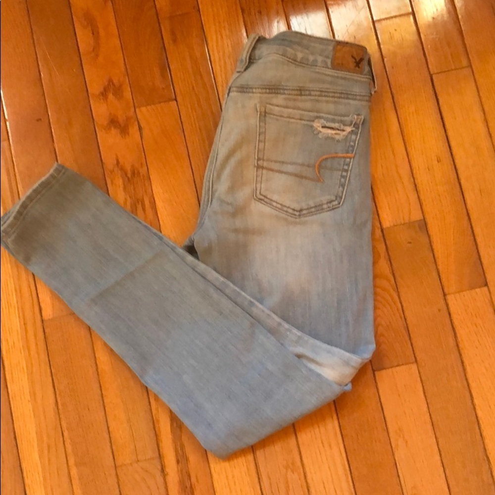 Light blue ripped skinny jeans